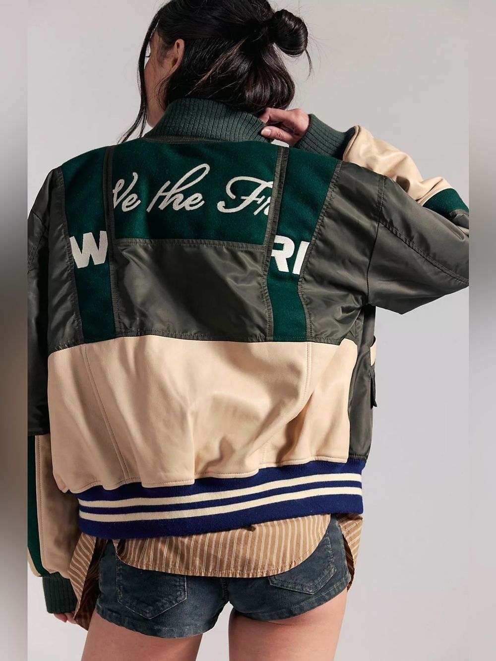New Free People We The Free Triple Kick Novelty Bomber Jacket Size S - Picture 5 of 10
